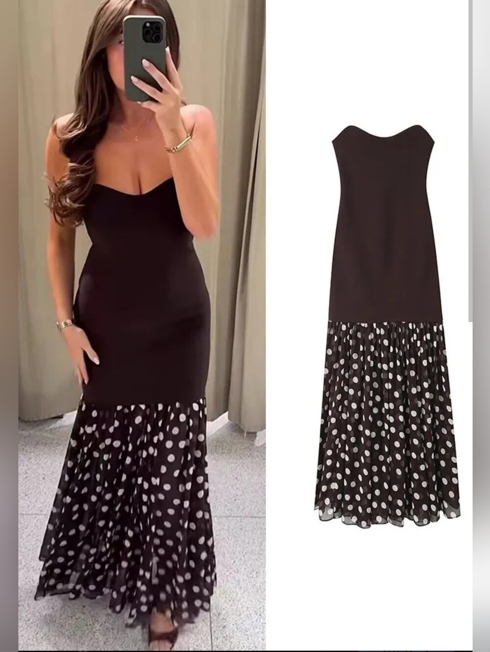 ZARA COMBINATION POLKA DOT DRESS